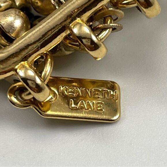 Kenneth Jay Lane Gold Tone Square Black Round Beaded 10 Layer Statement Neckace - Picture 2 of 7